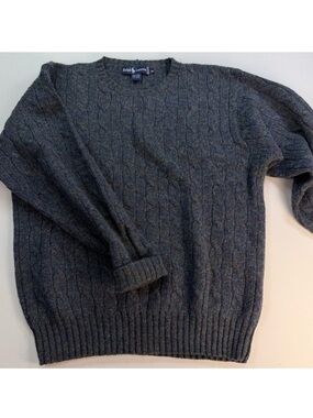 Ralph Lauren Cable Knit Wool Crewneck Sweater Dark Green Medium